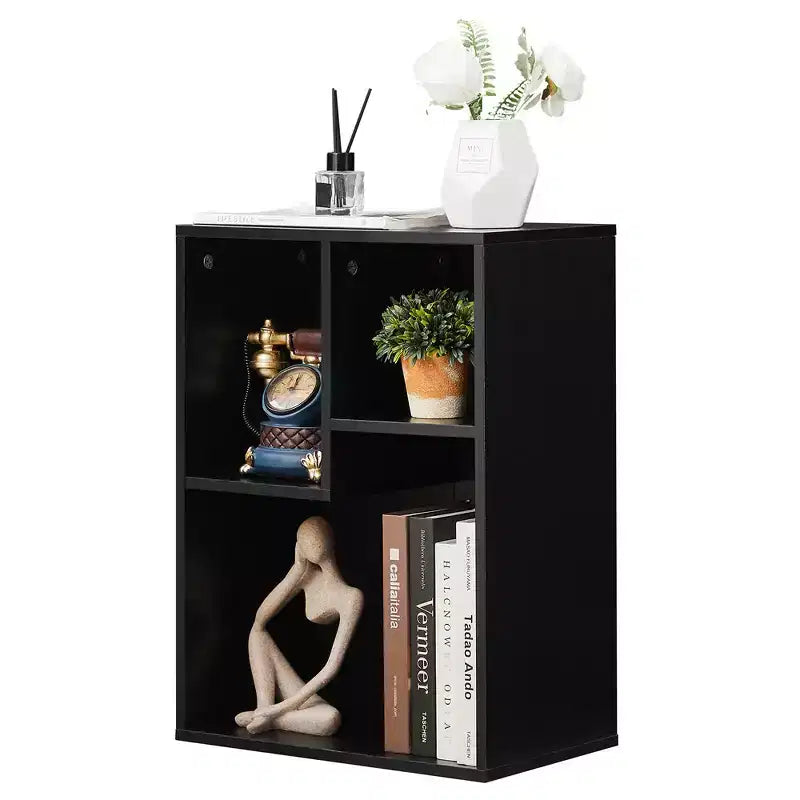 VECELO 3-Shelf Free Standing Bookcase for Home Office Living Room Open Display Organizer Storage Bookshelf, Oak Finish Decor Furniture