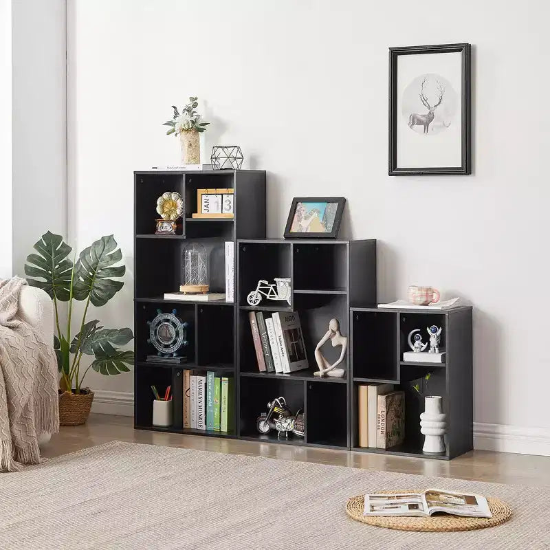 VECELO 3-Shelf Free Standing Bookcase for Home Office Living Room Open Display Organizer Storage Bookshelf, Oak Finish Decor Furniture