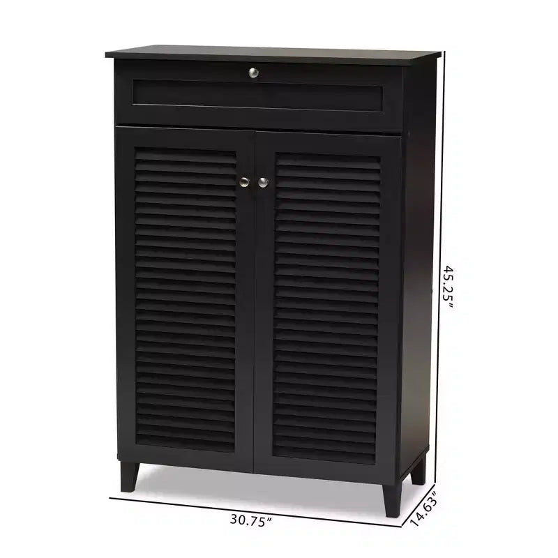 Shelf Wood Shoe Storage Cabinet with Drawer Coolidge - Baxton Studio