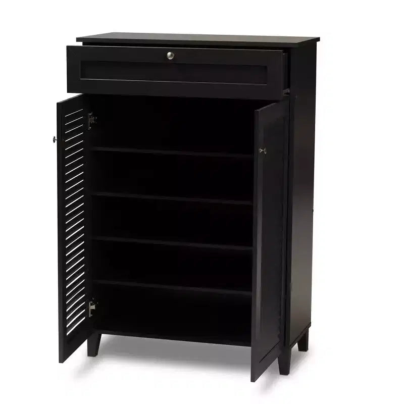 Shelf Wood Shoe Storage Cabinet with Drawer Coolidge - Baxton Studio