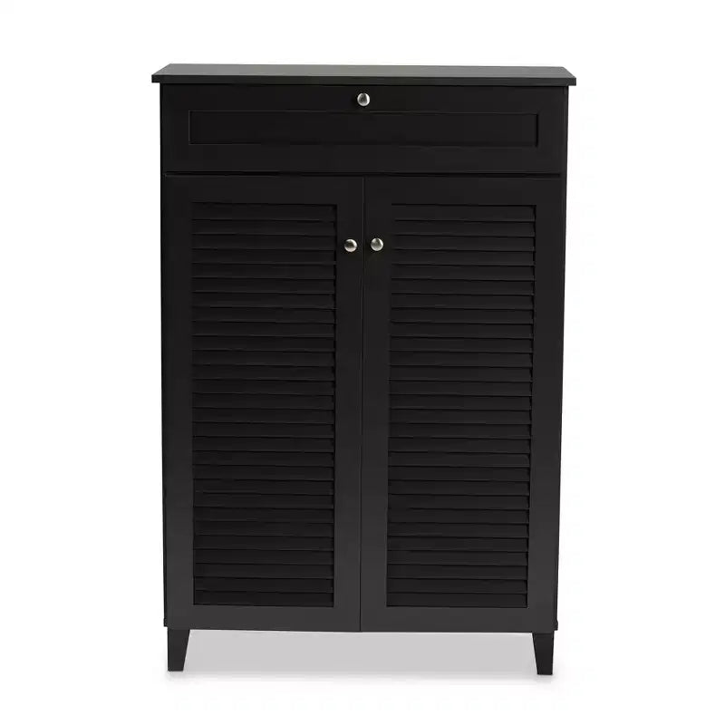 Shelf Wood Shoe Storage Cabinet with Drawer Coolidge - Baxton Studio