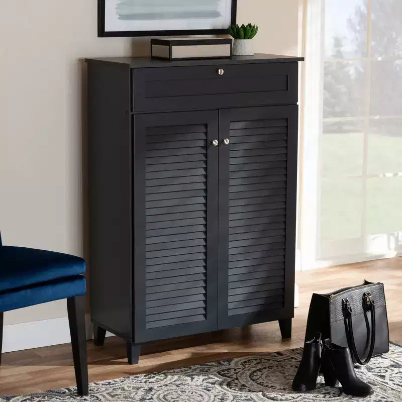 Shelf Wood Shoe Storage Cabinet with Drawer Coolidge - Baxton Studio