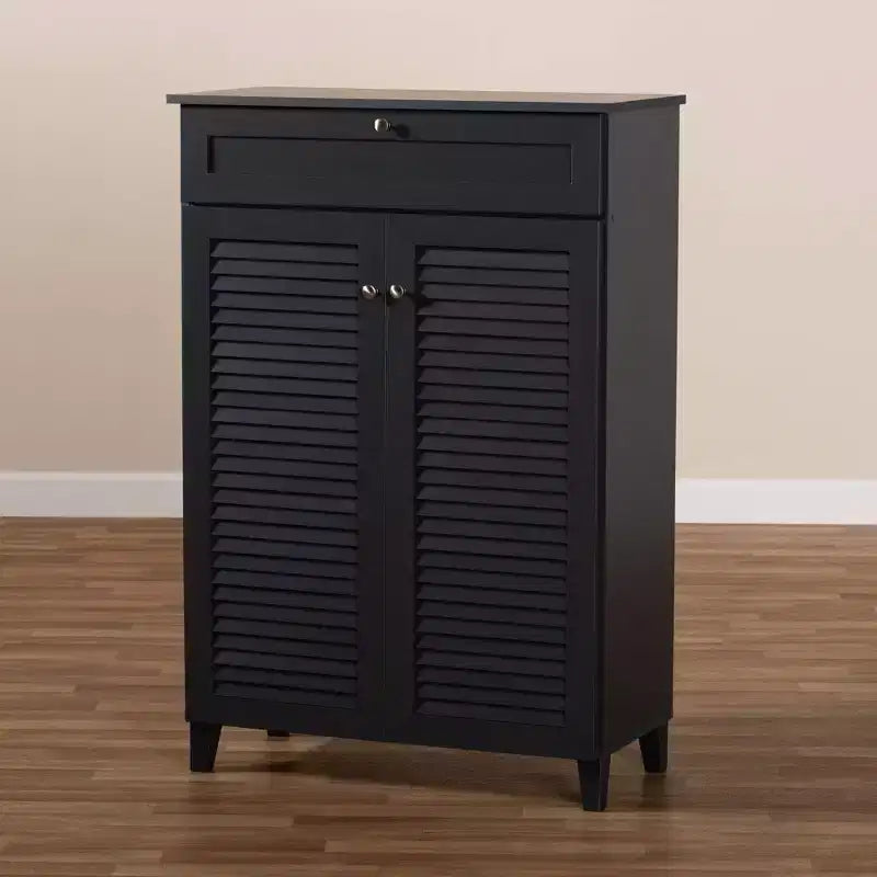 Shelf Wood Shoe Storage Cabinet with Drawer Coolidge - Baxton Studio
