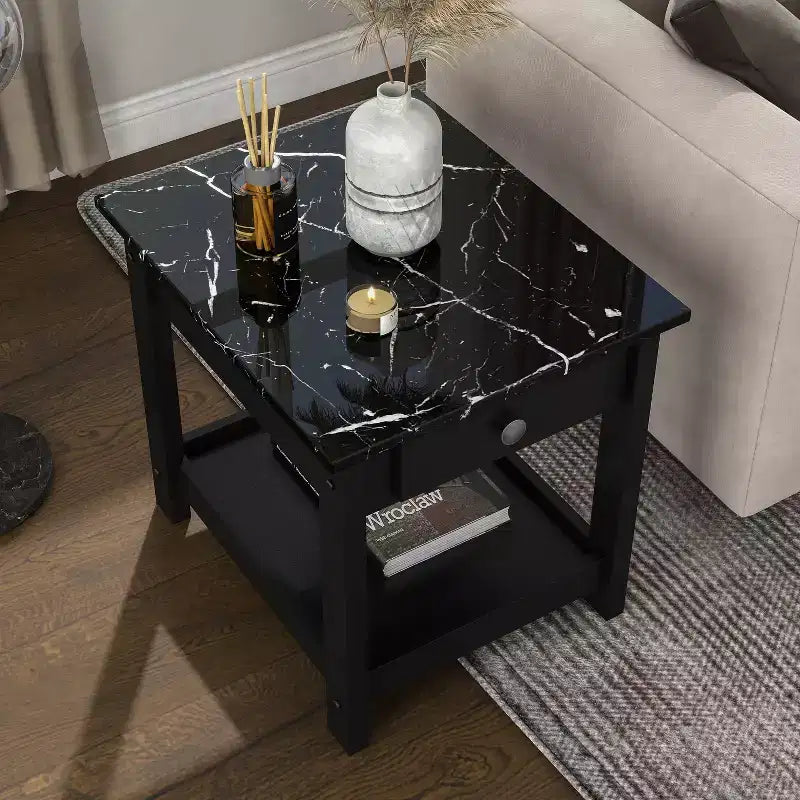 4pc Minsay Transitional Faux Marble Top Storage Coffee Table Set - HOMES: Inside + Out