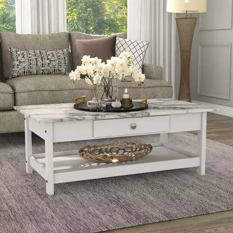 4pc Minsay Transitional Faux Marble Top Storage Coffee Table Set - HOMES: Inside + Out