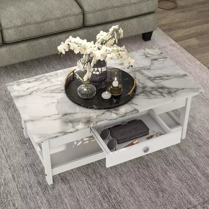 4pc Minsay Transitional Faux Marble Top Storage Coffee Table Set - HOMES: Inside + Out