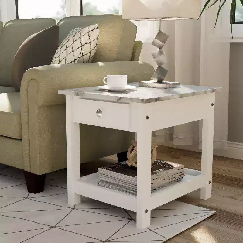 4pc Minsay Transitional Faux Marble Top Storage Coffee Table Set - HOMES: Inside + Out