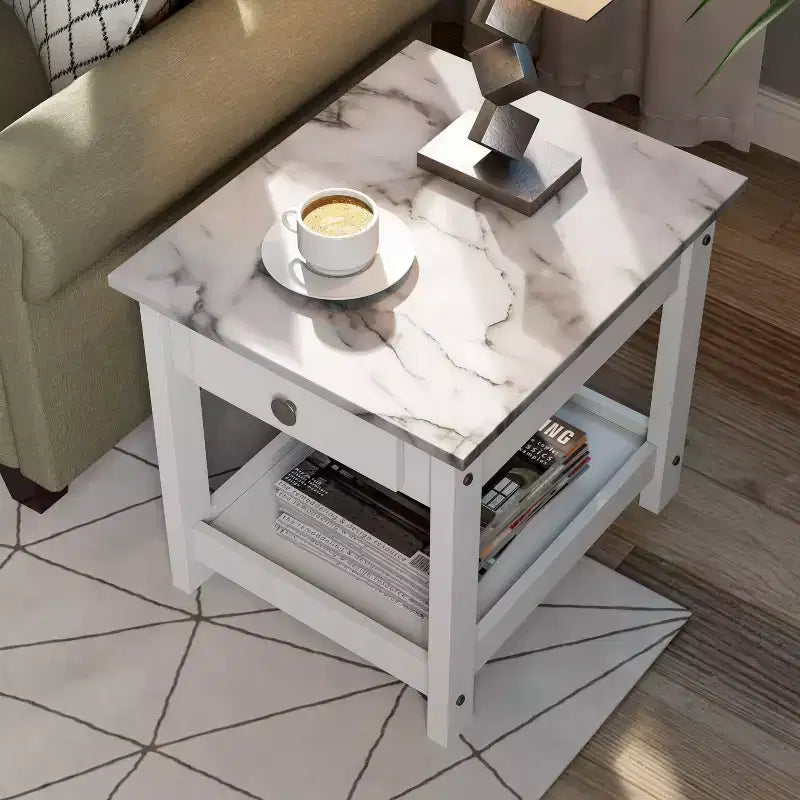 4pc Minsay Transitional Faux Marble Top Storage Coffee Table Set - HOMES: Inside + Out