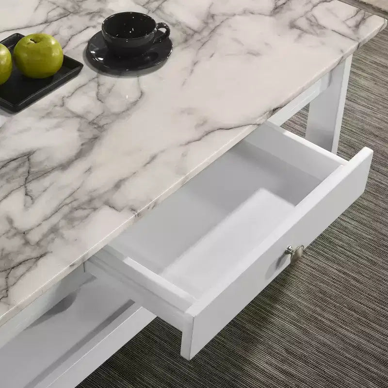 4pc Minsay Transitional Faux Marble Top Storage Coffee Table Set - HOMES: Inside + Out