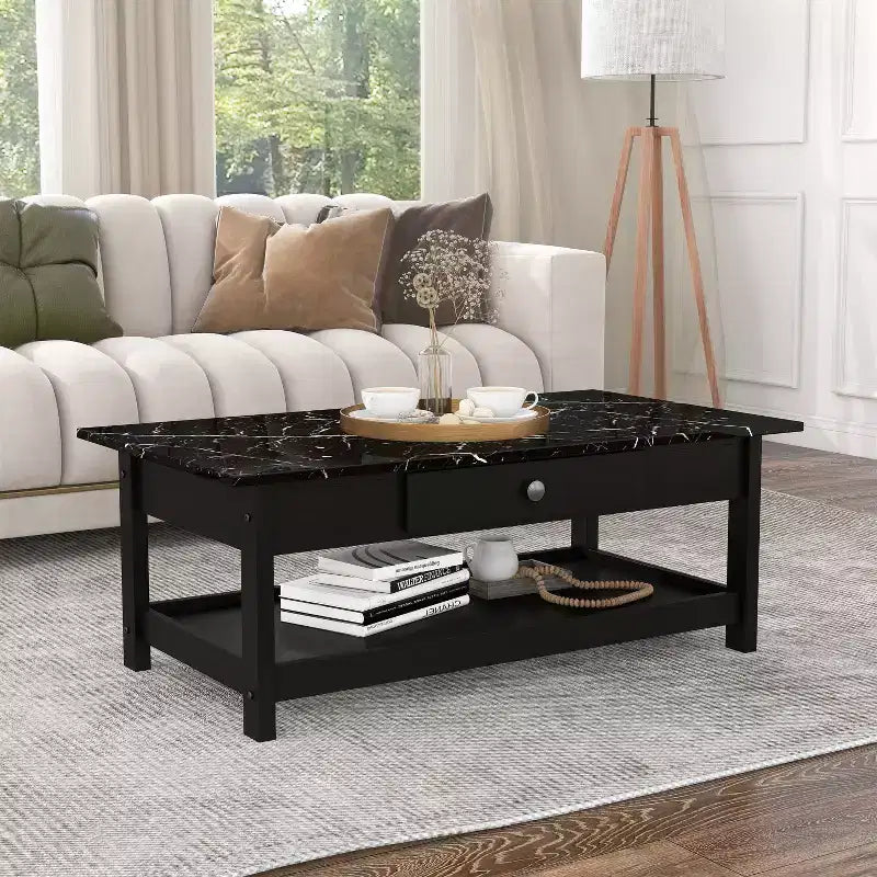 4pc Minsay Transitional Faux Marble Top Storage Coffee Table Set - HOMES: Inside + Out