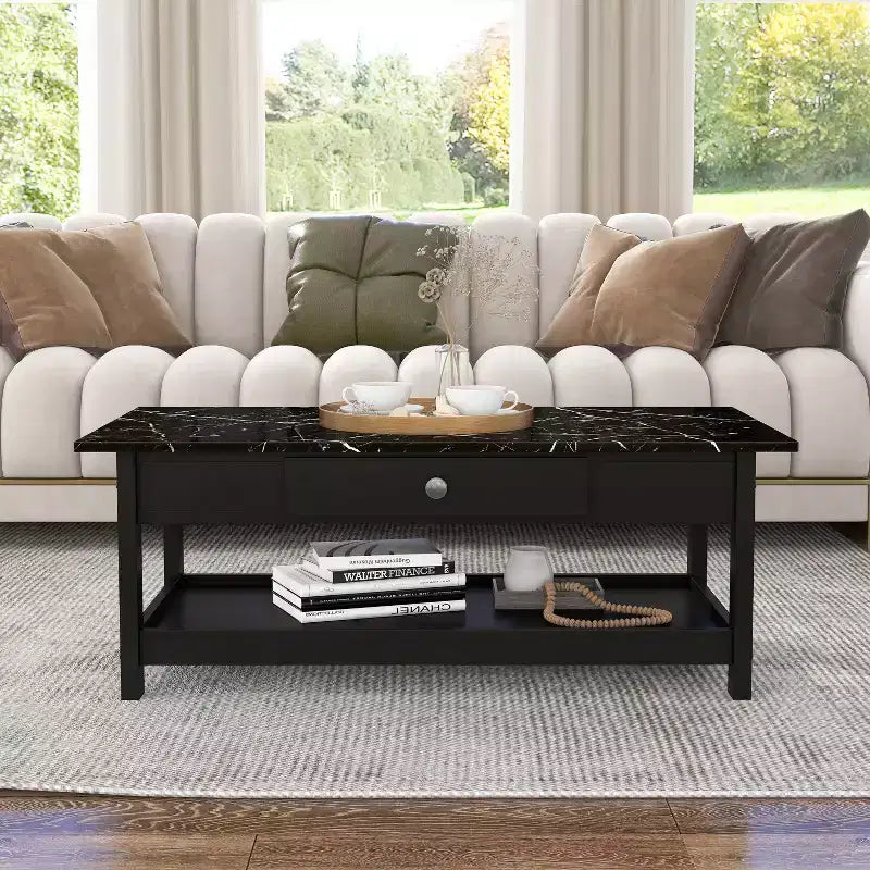 4pc Minsay Transitional Faux Marble Top Storage Coffee Table Set - HOMES: Inside + Out
