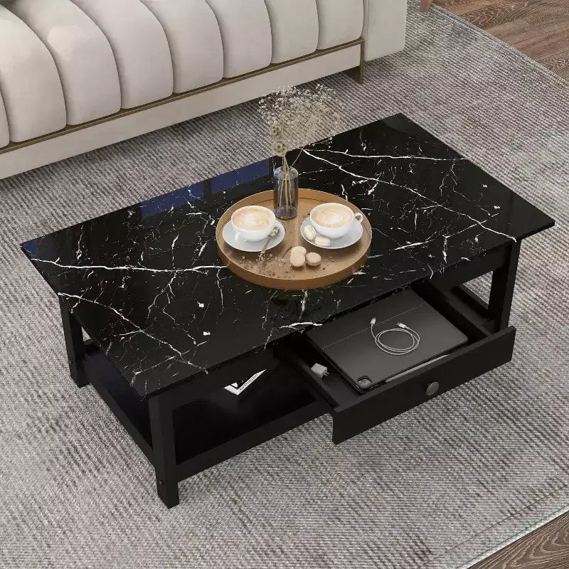 4pc Minsay Transitional Faux Marble Top Storage Coffee Table Set - HOMES: Inside + Out