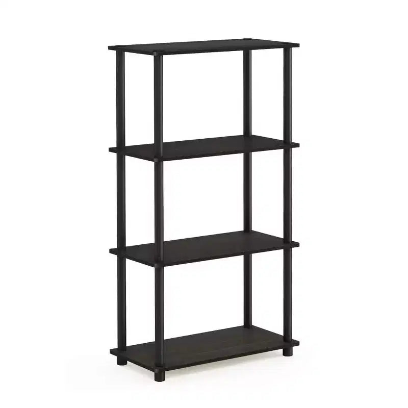 Furinno 4-Tier Ladder Decorative Bookshelf Open Multipurpose Shelf Display Rack Bathroom Kitchen Entryway Storage Shelves,Espresso/Black