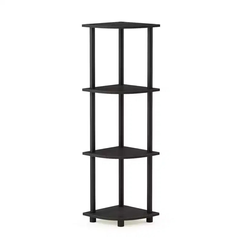 Furinno 4-Tier Corner Display Rack Multipurpose Shelving Unit Bathroom Storage Shelf,Espresso/Black