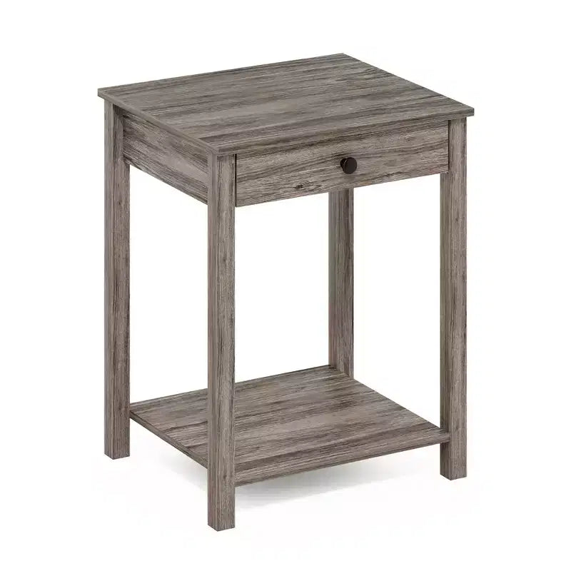 Furinno Mid-Century Sofa Side End Table W/Drawer & Open Storage Shelf,Rustic Oak
