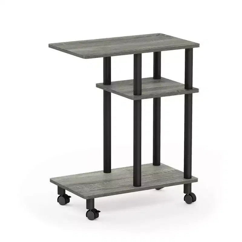 Furinno Chariot de Rangement Roulant en U Table d'Extrémité de Canapé avec Étagère Ouverte, Chêne