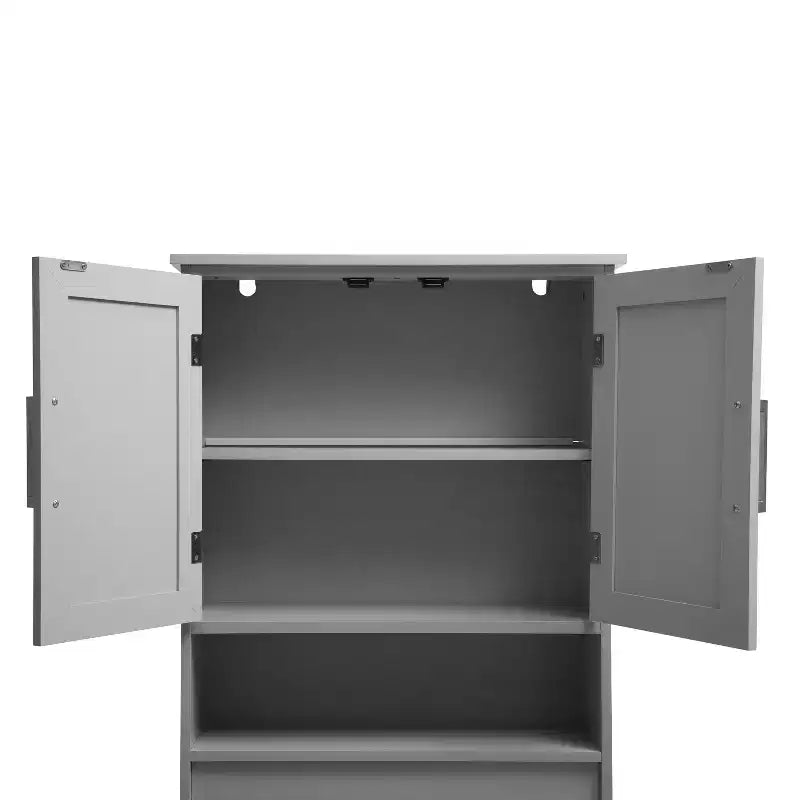 Flash Furniture Vega Over the Toilet Bathroom Storage Cabinet Organizer with Magnetic Closure Doors, Adjustable Cabinet Shelf, and Open Lower Shelf