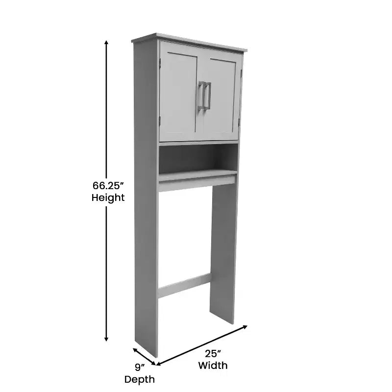 Flash Furniture Vega Over the Toilet Bathroom Storage Cabinet Organizer with Magnetic Closure Doors, Adjustable Cabinet Shelf, and Open Lower Shelf