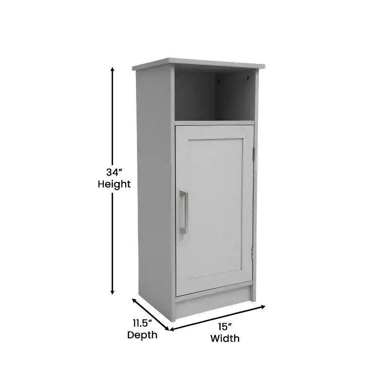 Flash Furniture Vega Bathroom Storage Cabinet Organizer with Magnetic Closure Door, In-Cabinet Adjustable Shelf, and Upper Open Shelf