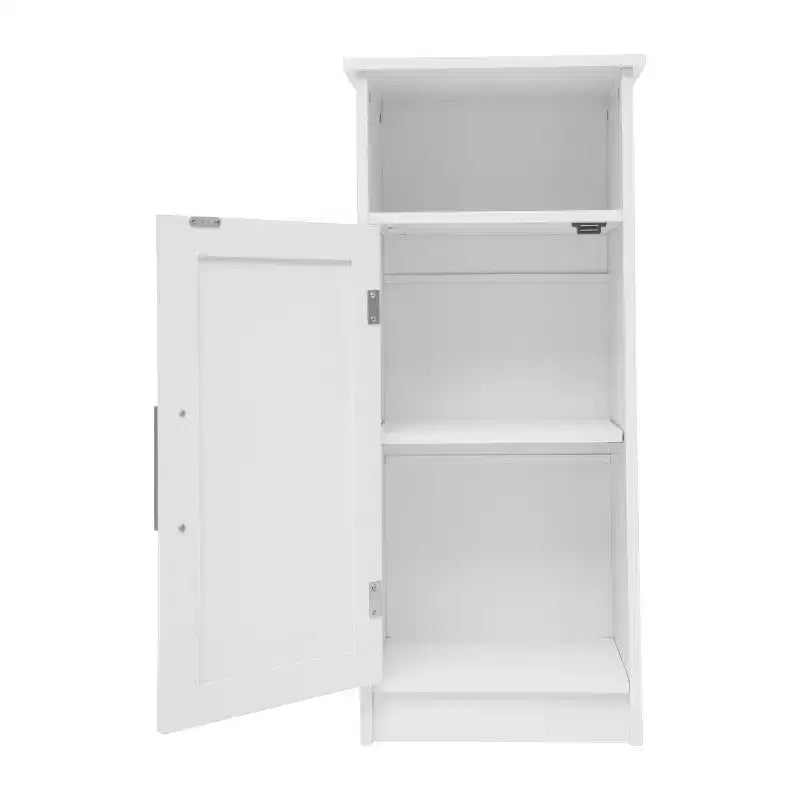Flash Furniture Vega Bathroom Storage Cabinet Organizer with Magnetic Closure Door, In-Cabinet Adjustable Shelf, and Upper Open Shelf
