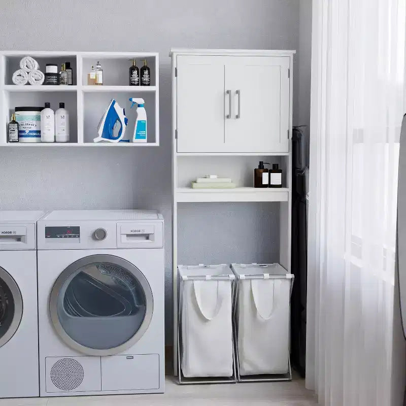 Merrick Lane Over the Toilet Bathroom Organizer with Shelves and Magnetic Closure Doors