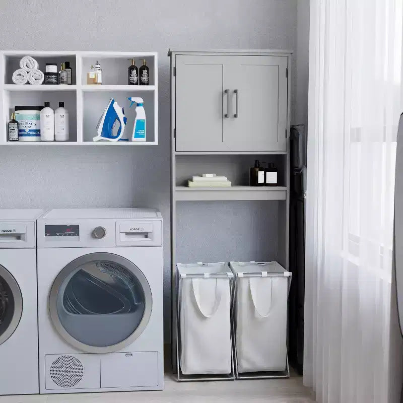 Merrick Lane Over the Toilet Bathroom Organizer with Shelves and Magnetic Closure Doors