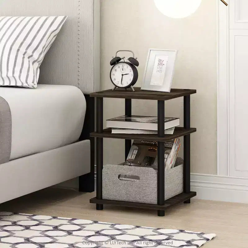 Furinno 3-Tier Easy Assembly Multipurpose Shelf Dispaly Open Shelves Sofa Side End Table Nightstand for Living Room&Bedroom