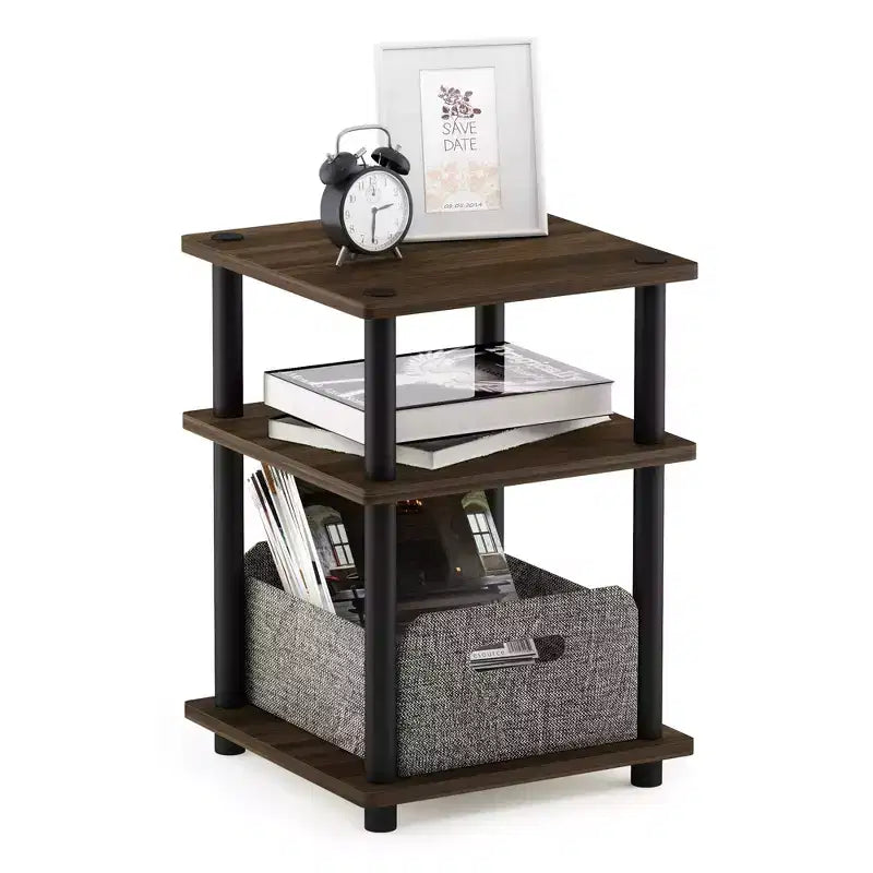 Furinno 3-Tier Easy Assembly Multipurpose Shelf Dispaly Open Shelves Sofa Side End Table Nightstand for Living Room&Bedroom