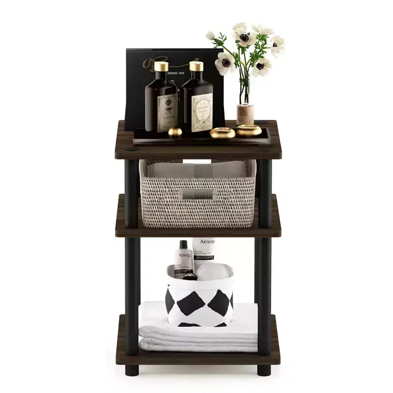 Furinno 3-Tier Easy Assembly Multipurpose Shelf Dispaly Open Shelves Sofa Side End Table Nightstand for Living Room&Bedroom