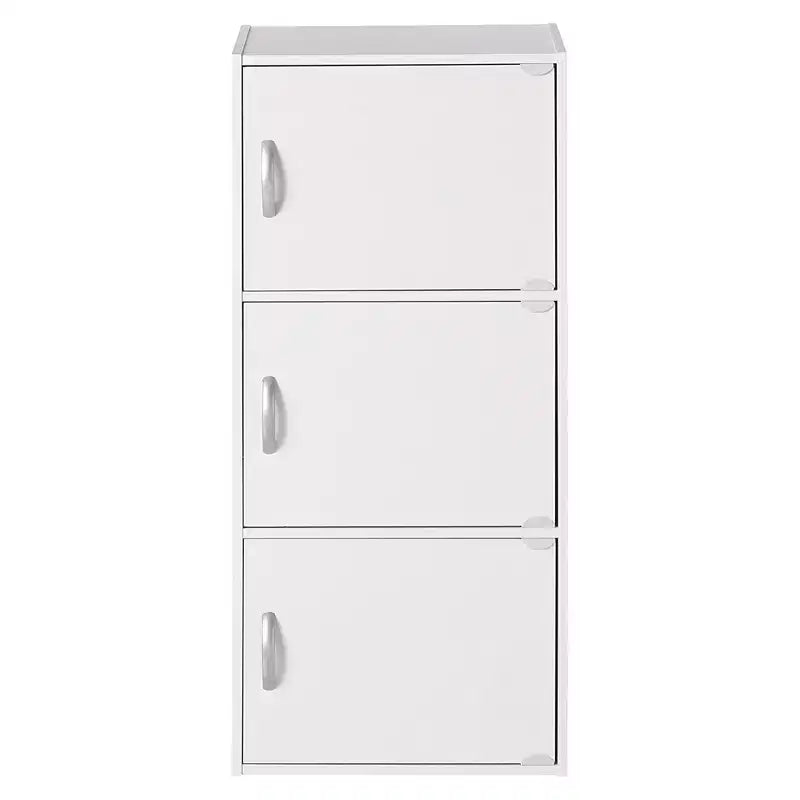 Hodedah Heavy Duty Engineered Wood 3 Door Enclosed Multipurpose Storage Cabinet for Kitchen, Office, Kids Room, and Other Home Organization