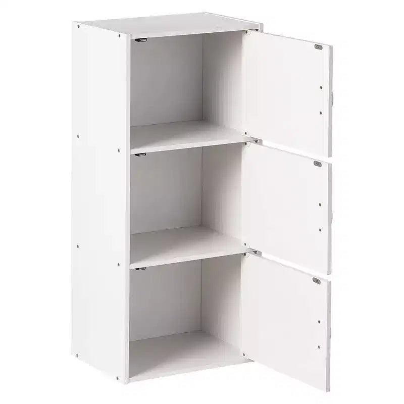 Hodedah Heavy Duty Engineered Wood 3 Door Enclosed Multipurpose Storage Cabinet for Kitchen, Office, Kids Room, and Other Home Organization