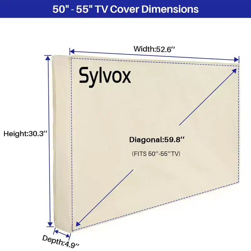 Housse de télévision d'extérieur SYLVOX 50-55, protection d'écran plat de télévision, protection contre les intempéries et la poussière