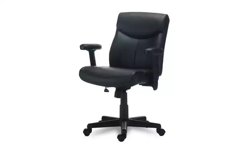 Alera Alera Harthope Leather Task Chair, Supports Up to 275 lb, Black Seat/Back, Black Base