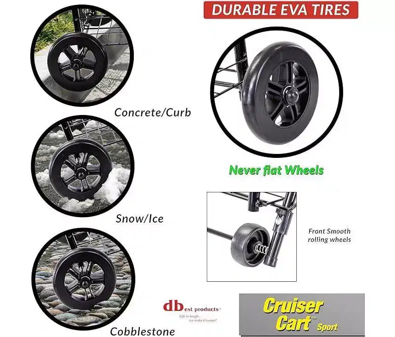 dbest products Cruiser Cart Lightweight Collapsible Sport Shopping Grocery Folding Laundry Wheels Basket