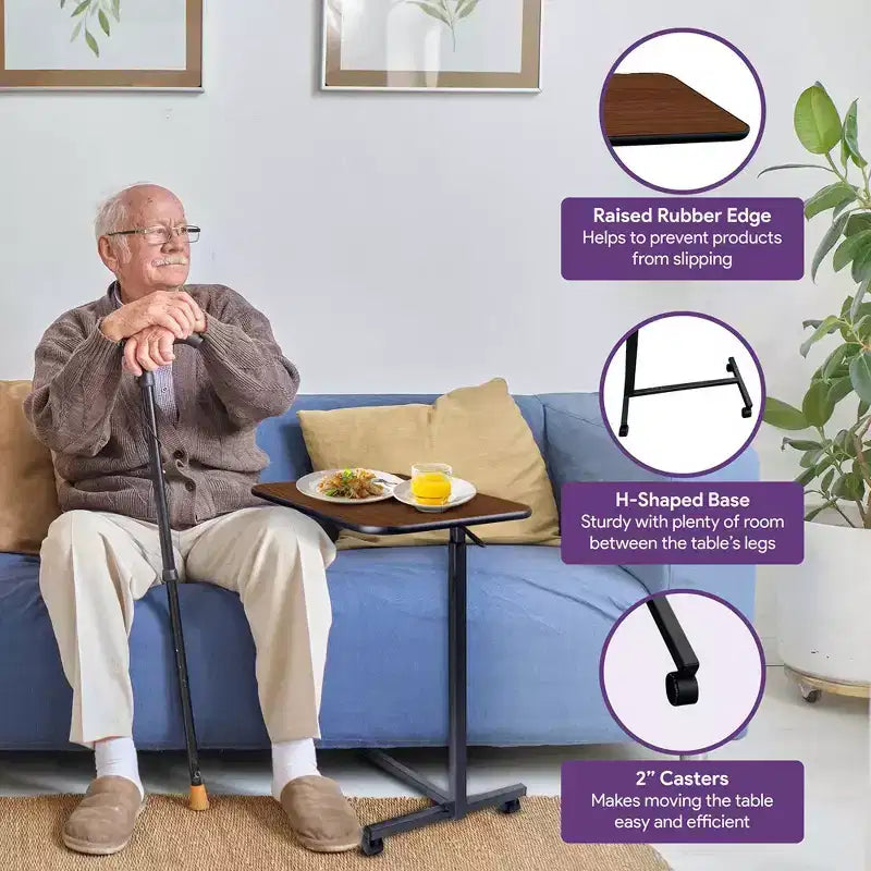 Table de lit à roulettes ProHeal pour hôpital et domicile, réglable en hauteur