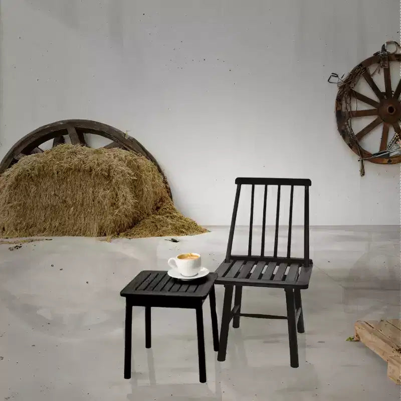 Jack Post Chaise sans accoudoirs en bois dur indonésien au design classique et robuste, capacité de 113 kg, pour intérieur ou extérieur, noire
