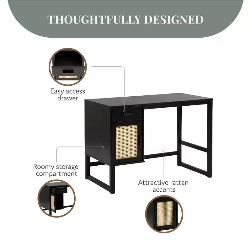 Ren Home Talo Desk with Closed Storage and Drawer