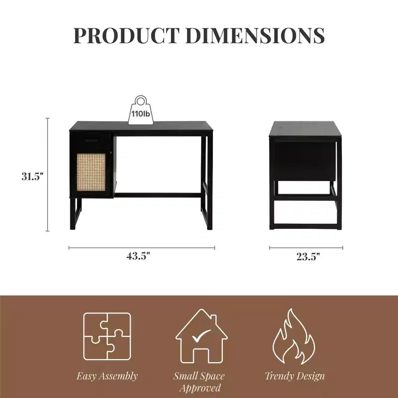 Ren Home Talo Desk with Closed Storage and Drawer