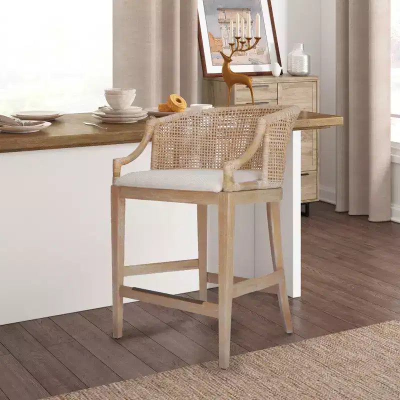 Martha Stewart 25 Playa Handcrafted Rattan Counter Height Barstool