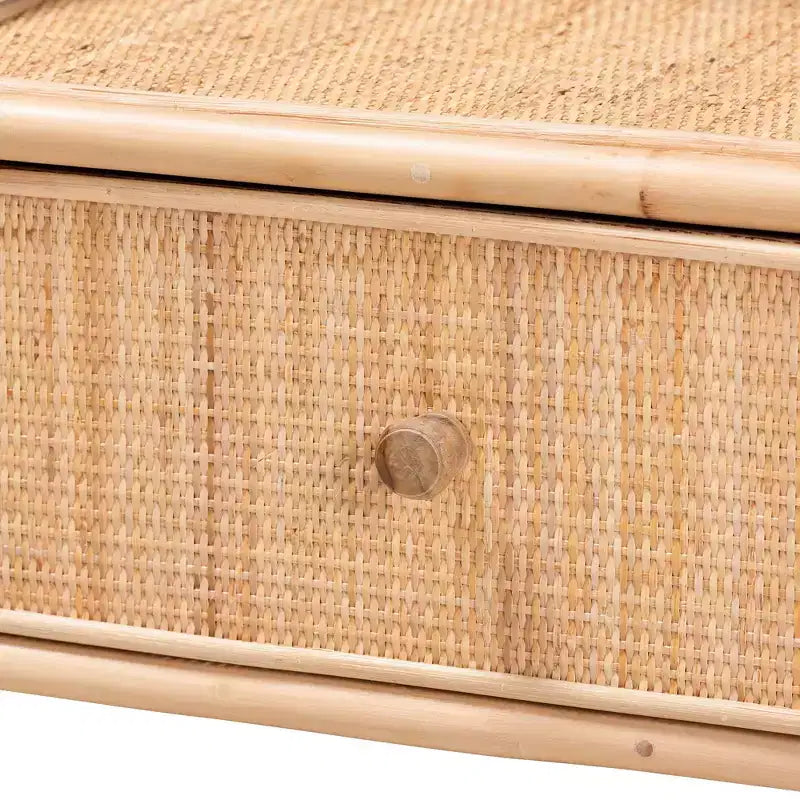 bali & pari Lalo Modern Bohemian Natural Brown Rattan 1-Drawer Nightstand