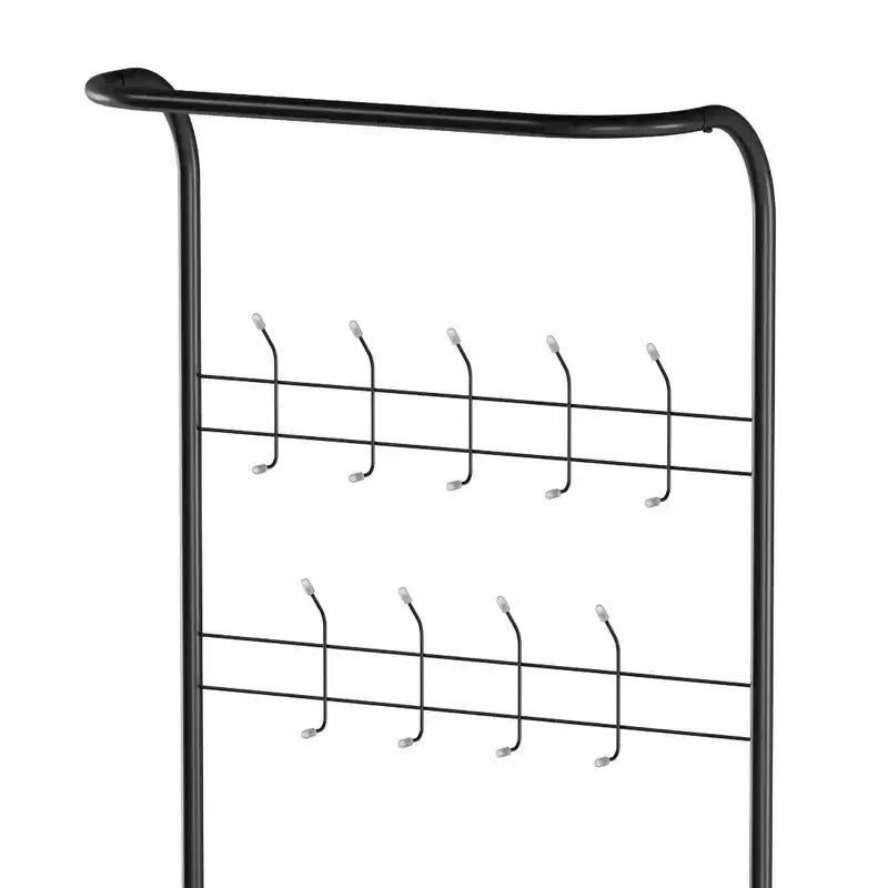 Hasting Home Entryway Bench with Coat Rack  Metal Hall Tree with Seat, Hooks, and Shoe Storage