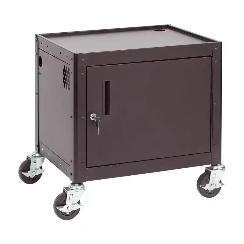 ECR4Kids Mobile AV Presentation Media Cart Stand with Storage Box, Technology Trolley, Black
