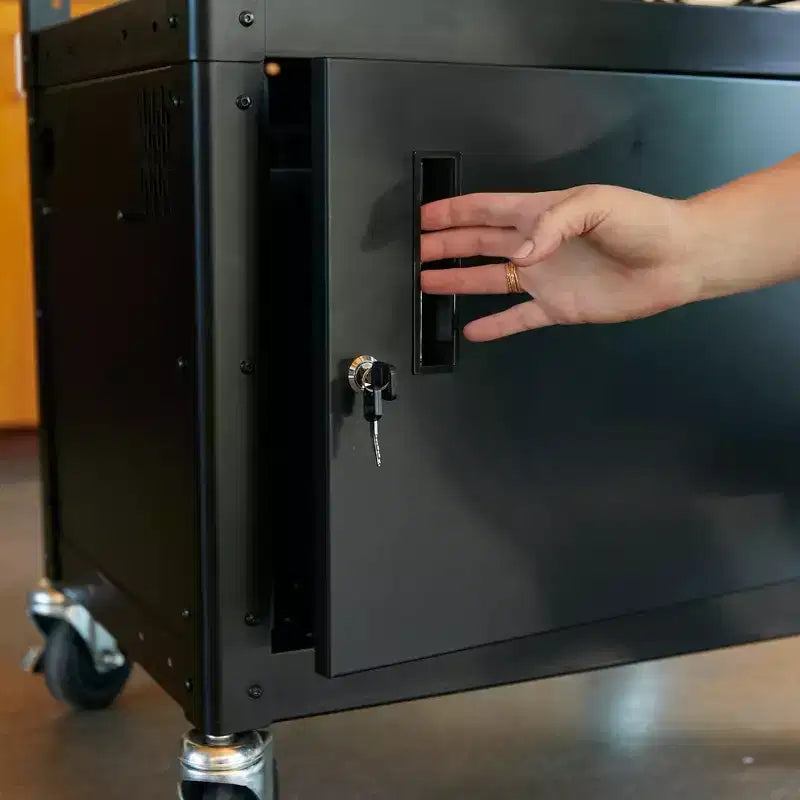 ECR4Kids Mobile AV Presentation Media Cart Stand with Storage Box, Technology Trolley, Black