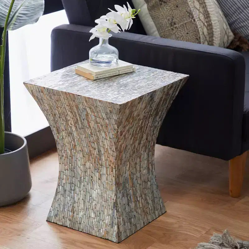 Contemporary Shell Inlaid Accent Table - Olivia & May