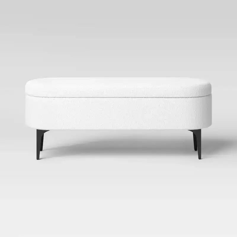 Banc de rangement à pieds métalliques bouclé crème - Threshold