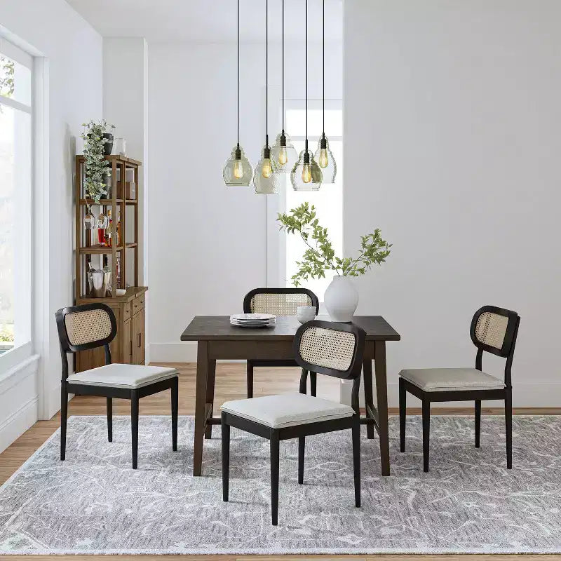 Hartmut Modern Ratten Dining Chair Set of 2 with Solid Wood Legs ART OF LIVING DESIGNS