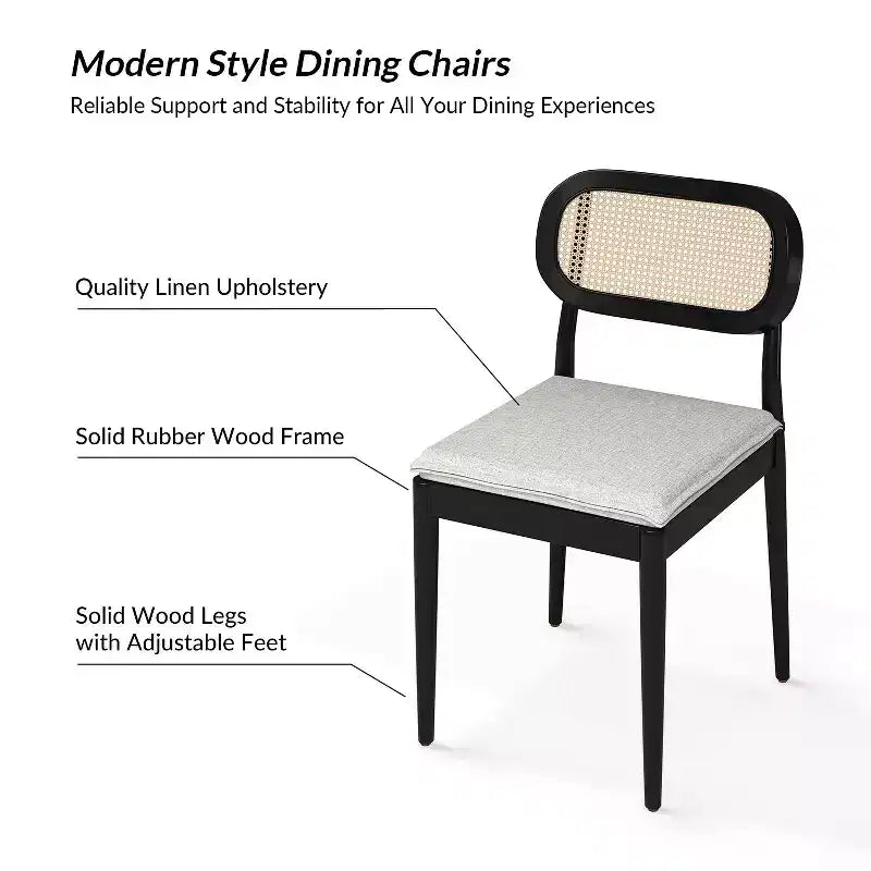Hartmut Modern Ratten Dining Chair Set of 2 with Solid Wood Legs ART OF LIVING DESIGNS