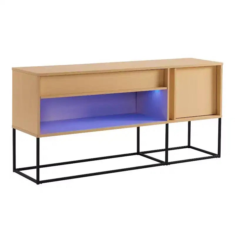 24/7 Shop At Home Tidehigh Modern 1 Drawer TV Stand for TVs up to 65 with Led Lights