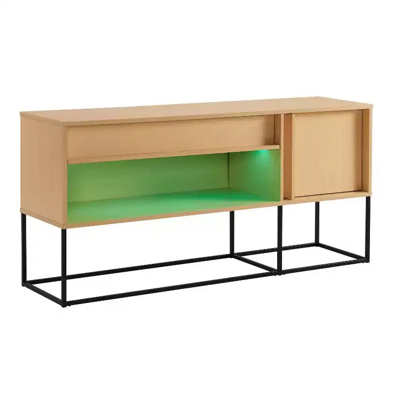 24/7 Shop At Home Tidehigh Modern 1 Drawer TV Stand for TVs up to 65 with Led Lights
