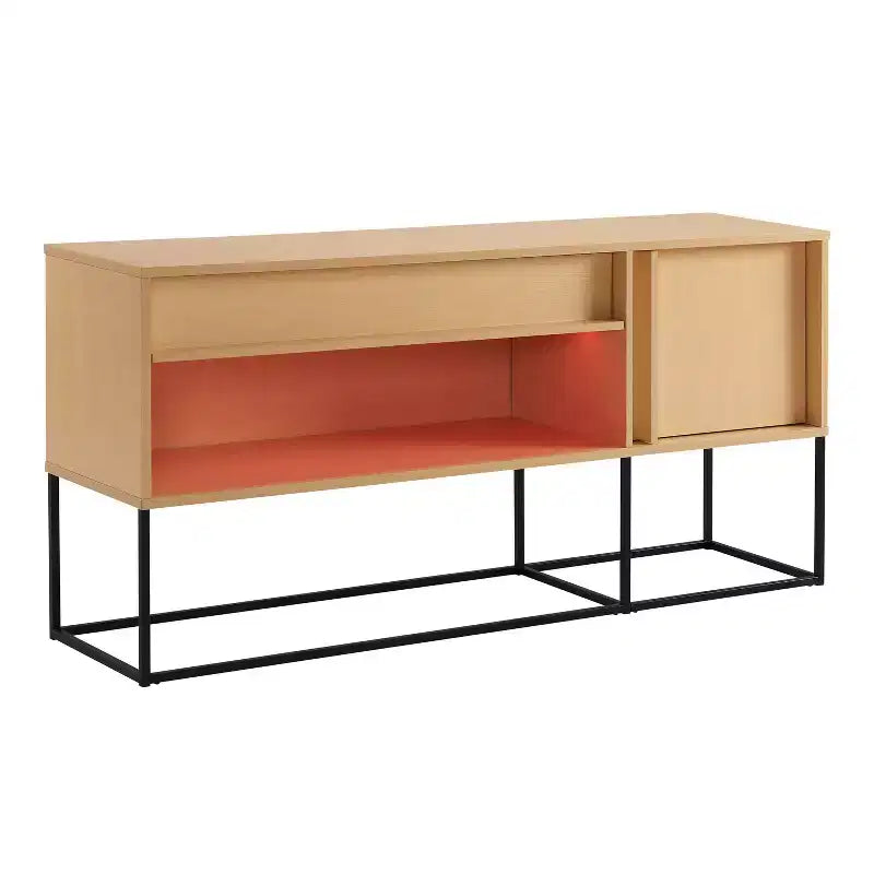 24/7 Shop At Home Tidehigh Modern 1 Drawer TV Stand for TVs up to 65 with Led Lights
